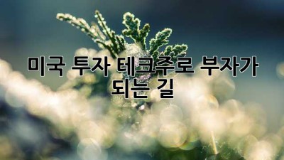 미국 투자: 테크주로 부자가 되는 길